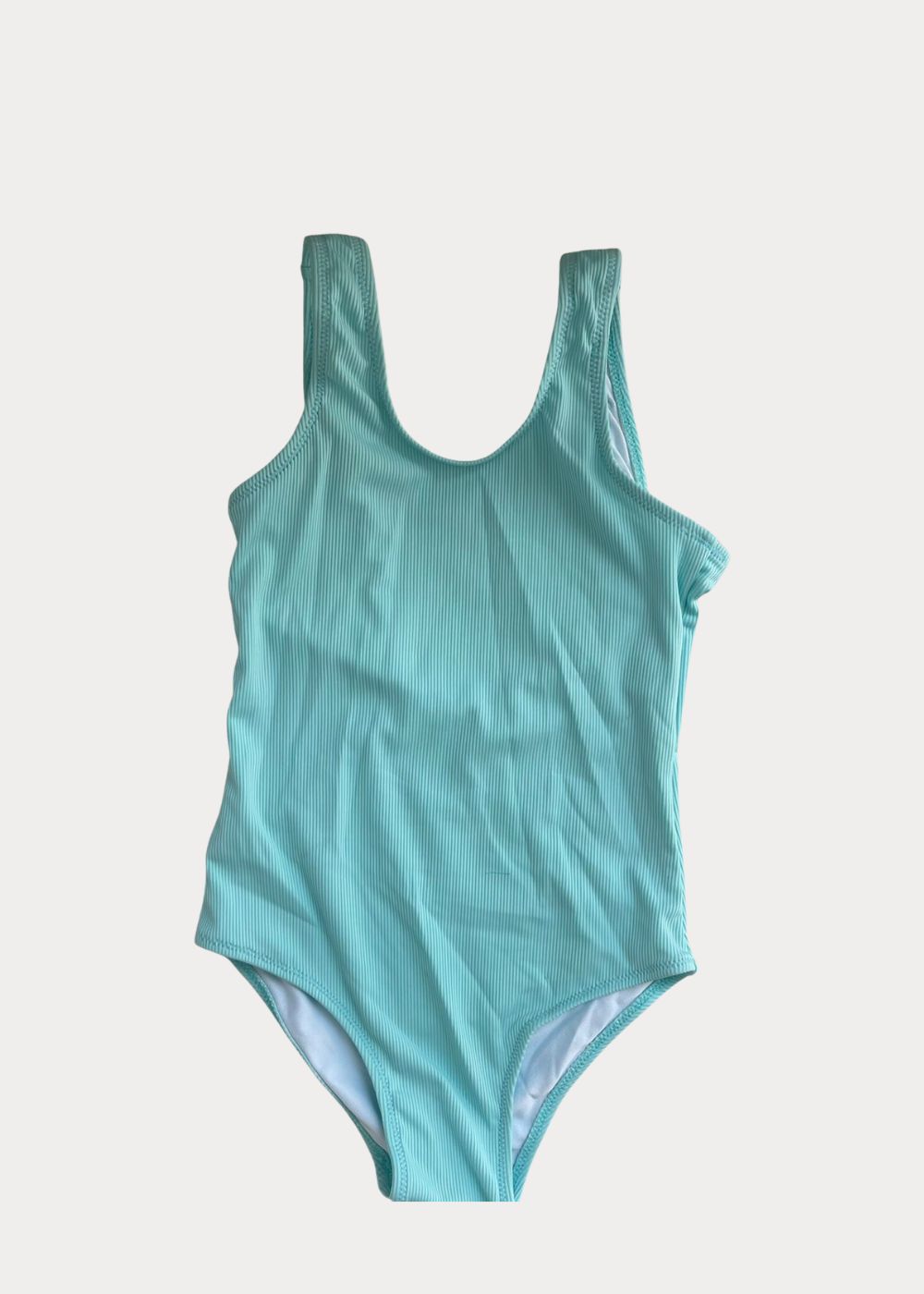 Girls Ribbed Low Back One-piece Swimwear - Baby Blue