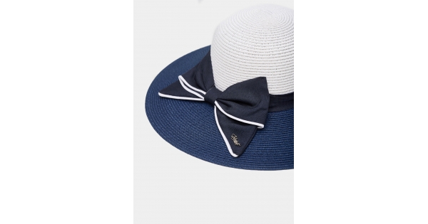 Straw Hat with Navy & White Interchangeable Bow or Pink Bow – emilyOandbows