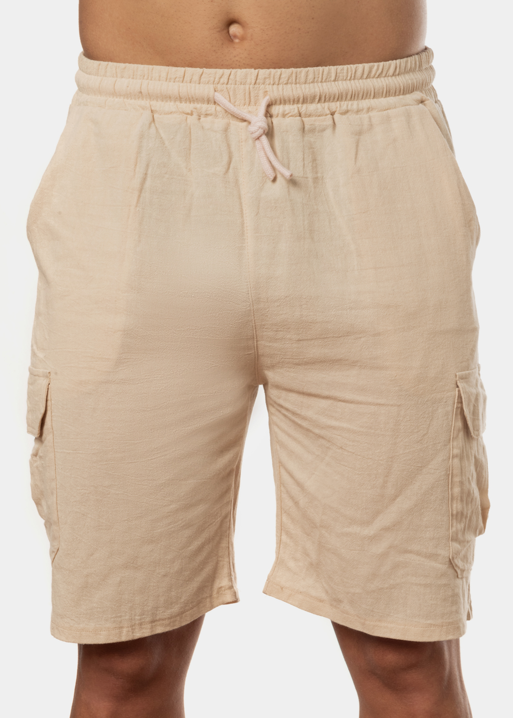 Beige Cotton Cargo Pants