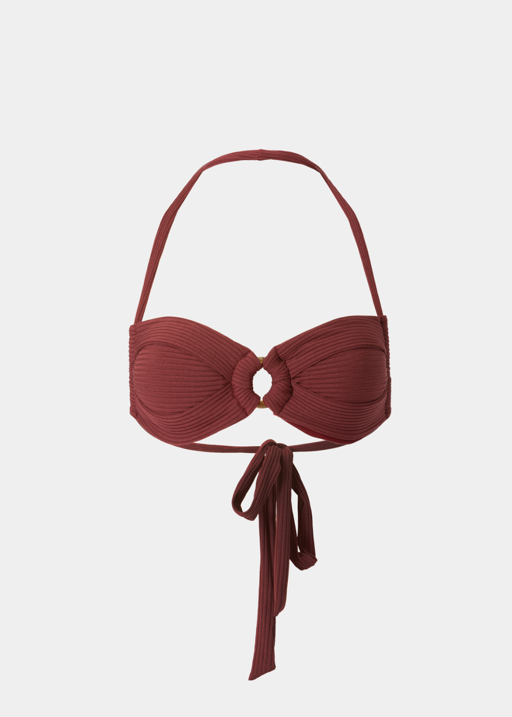 1 Sardinia Bikini Top - Wine Red Rib - Image 1