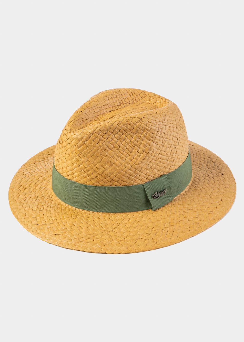 Brown Panama Style Hat w/ Olive Hatband Brown Panama Style Hat w/ Olive Hatband - Image 1