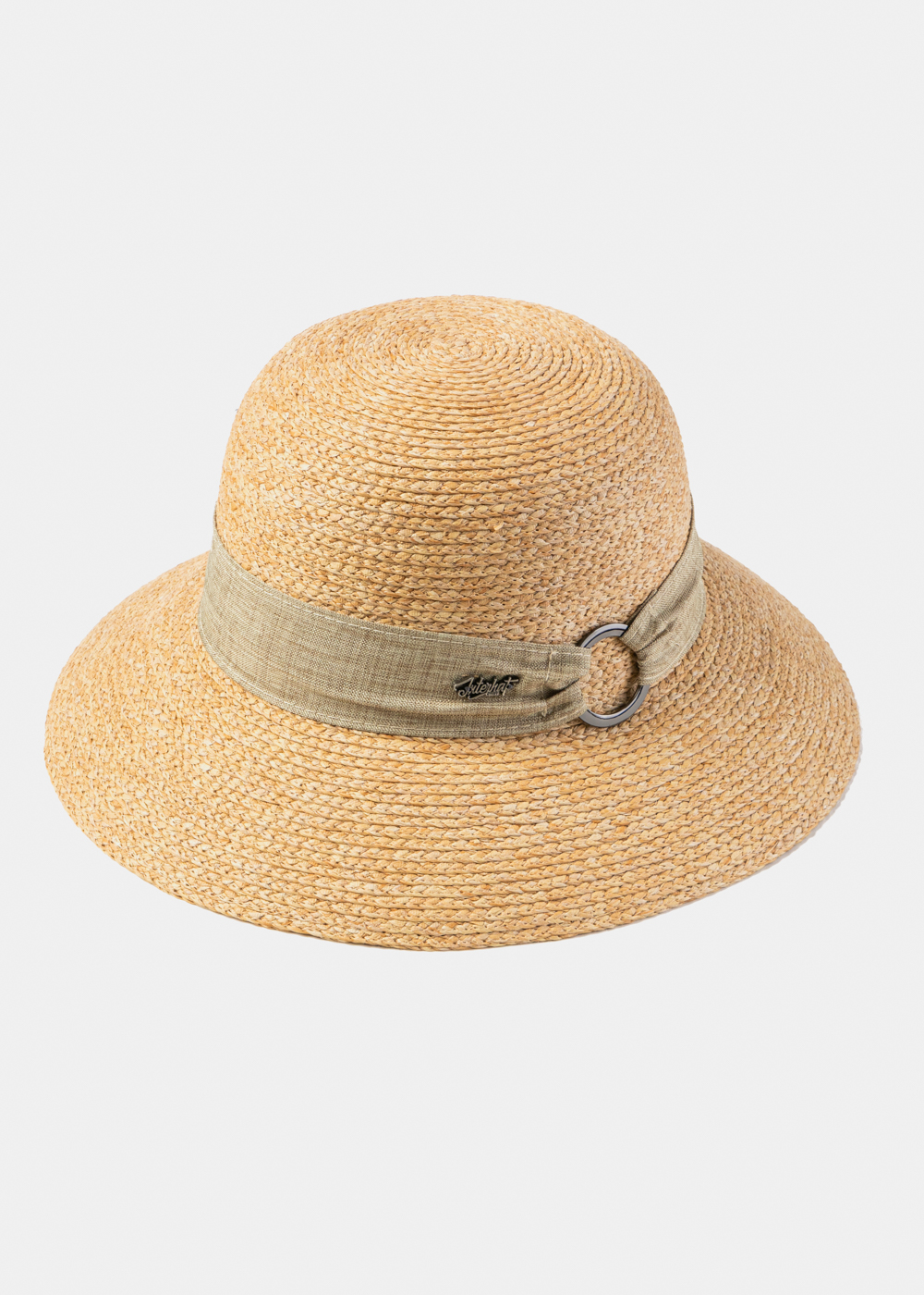 Natural Raffia Hat w/ Beige Hatband Natural Raffia Hat w/ Beige Hatband - Image 1