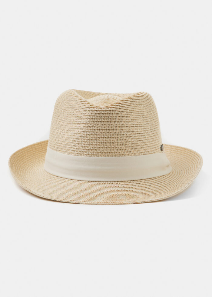 Ecru Fedora Hat w/ cream hatband - Image 2