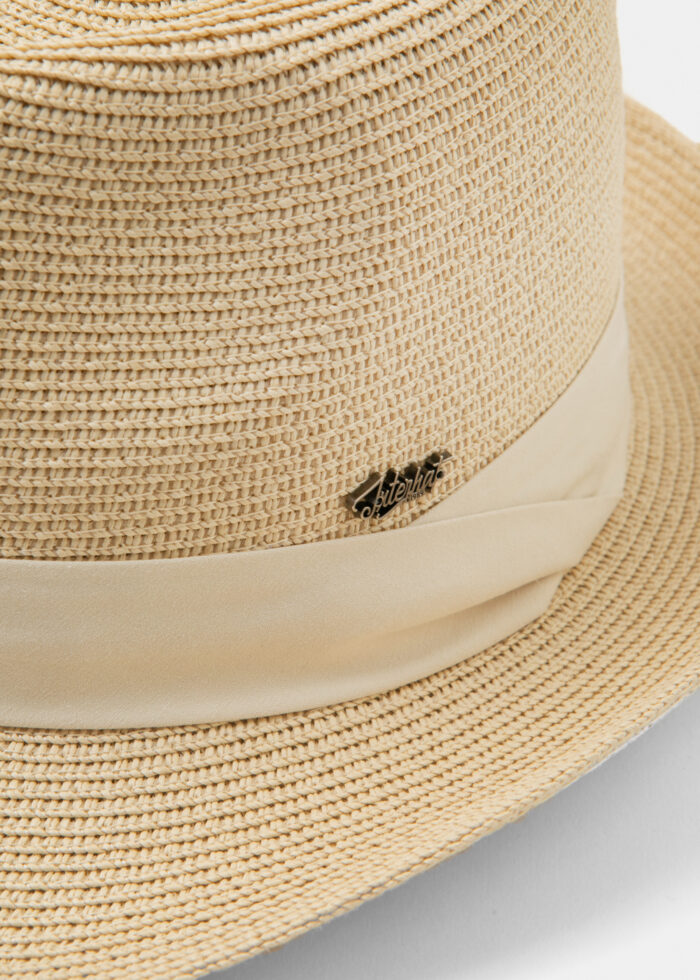 Ecru Fedora Hat w/ cream hatband - Image 3