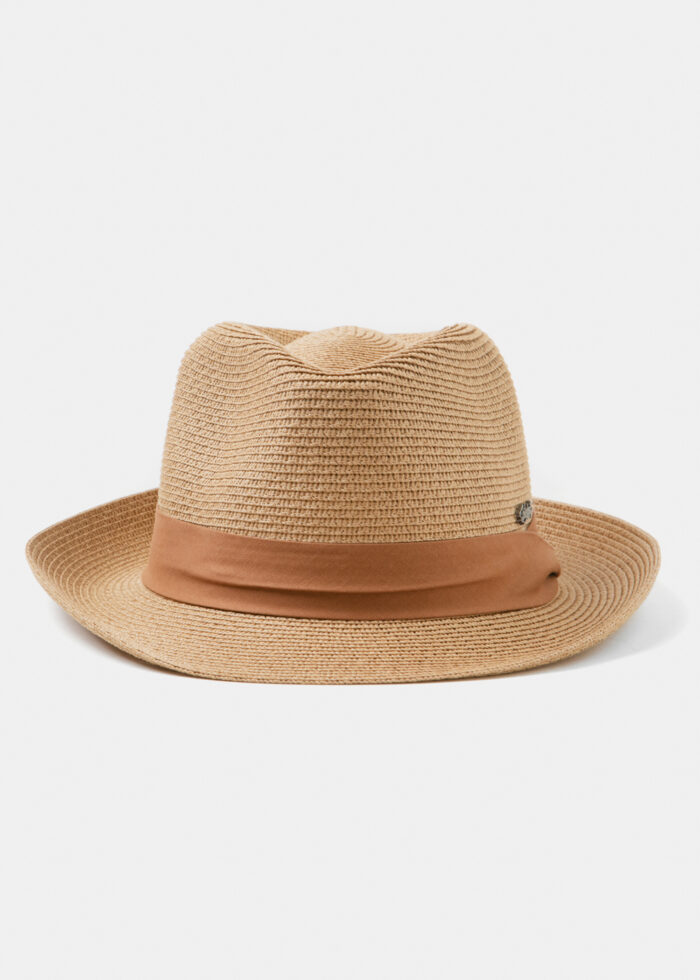 Brown Fedora Hat w/ camel hatband - Image 2