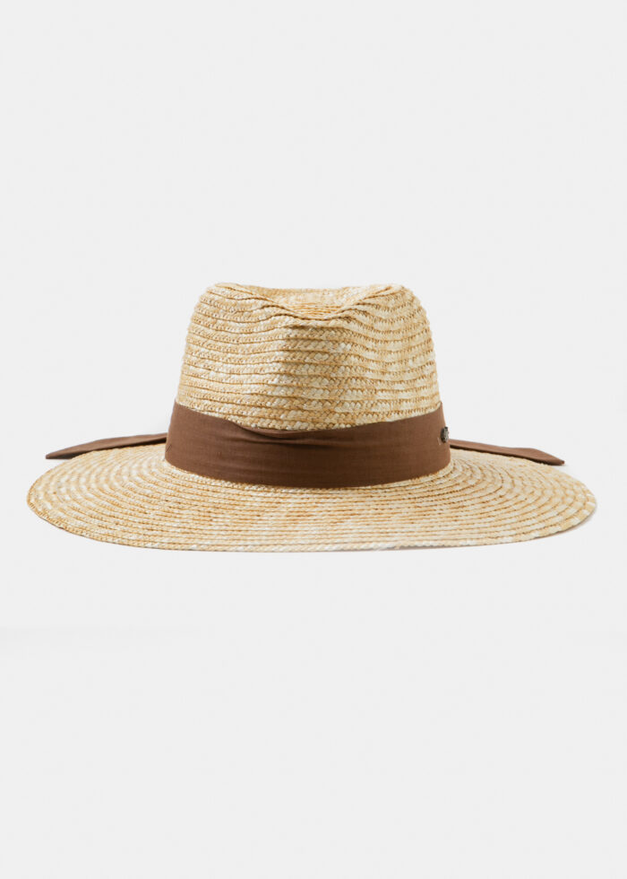 Handmade Natural Straw Panama Style Hat w/ maroon ribbon - Image 2