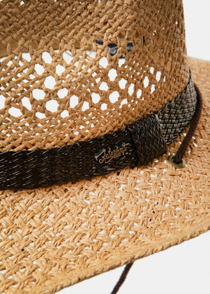 Cowboy Style Hat w/ brown hatband & neck cord - Image 3