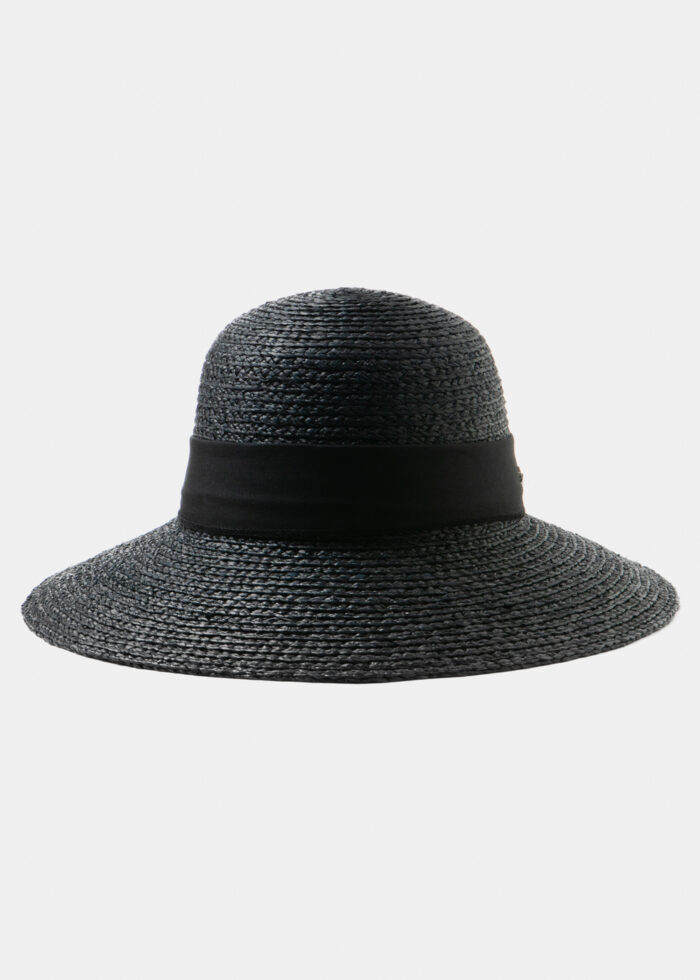 Black Raffia Hat w/ black ribbon - Image 3