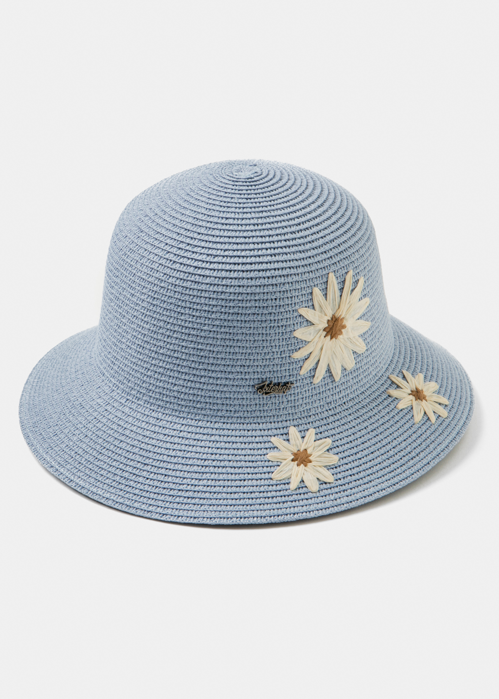 _17A2539 Light Blue Straw Hat w/ daisies - Image 1