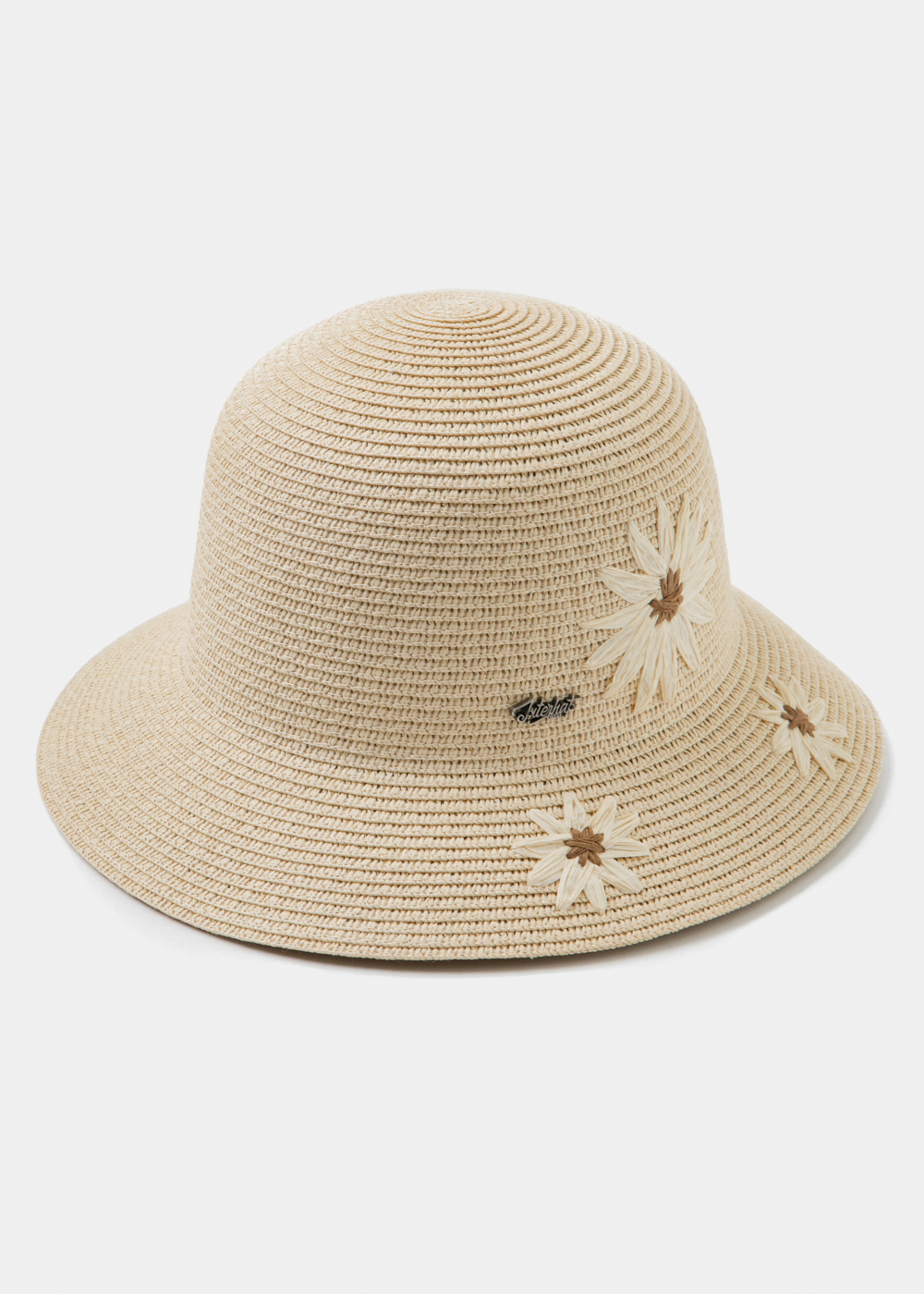 _17A2542 Beige Straw Hat w/ daisies - Image 1