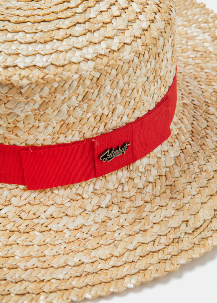 Straw Venice Style Hat w/ red ribbon - Image 4