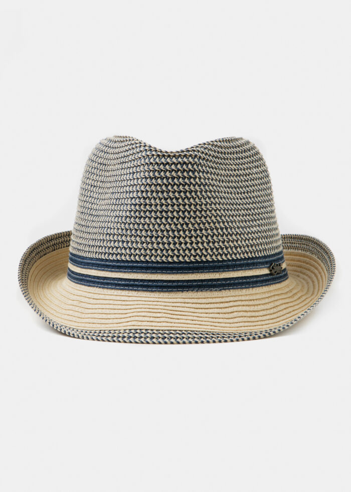 Blue & Beige Fedora Hat - Image 2