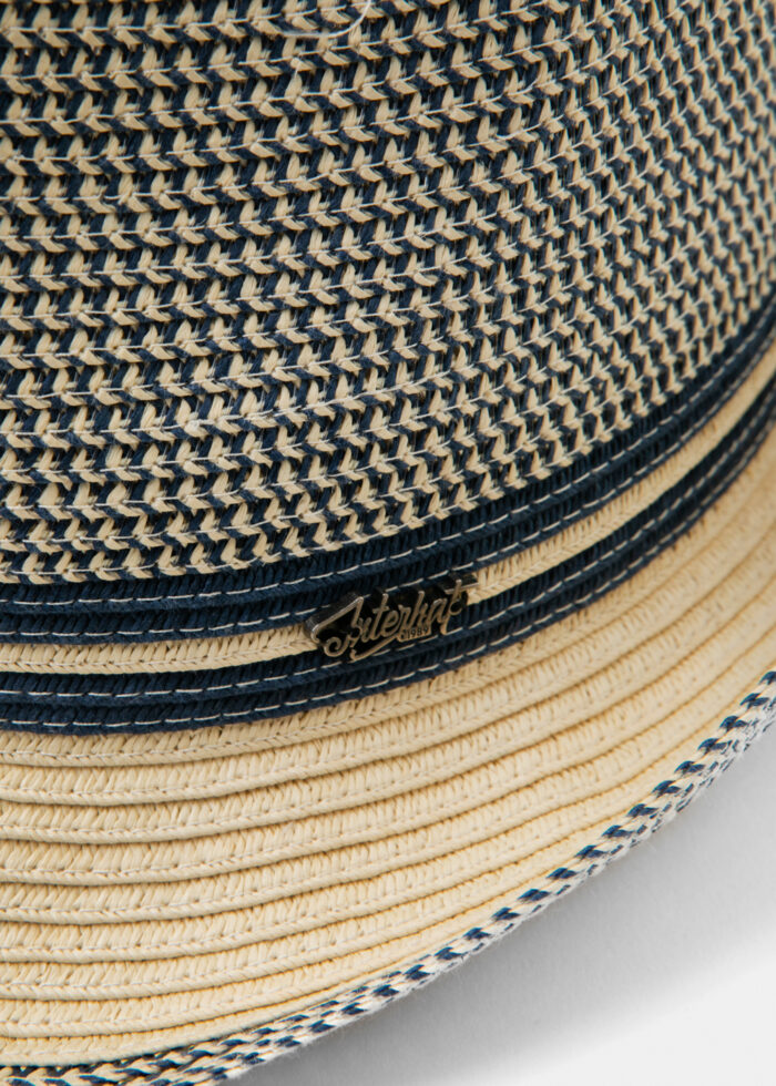 Blue & Beige Fedora Hat - Image 3