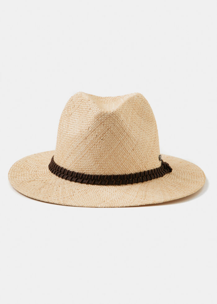 Natural Straw Hat w/Brown Detail - Image 2