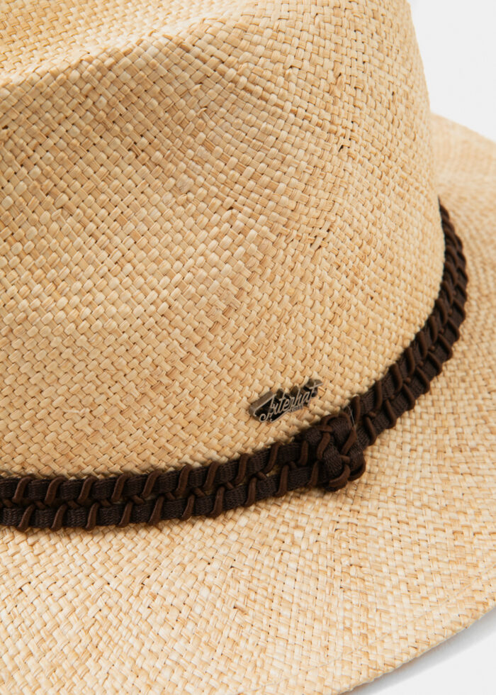 Natural Straw Hat w/Brown Detail - Image 3