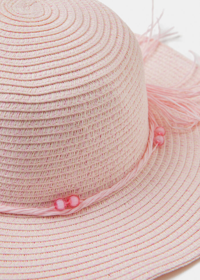 Girls Pink Straw Hat - Image 3