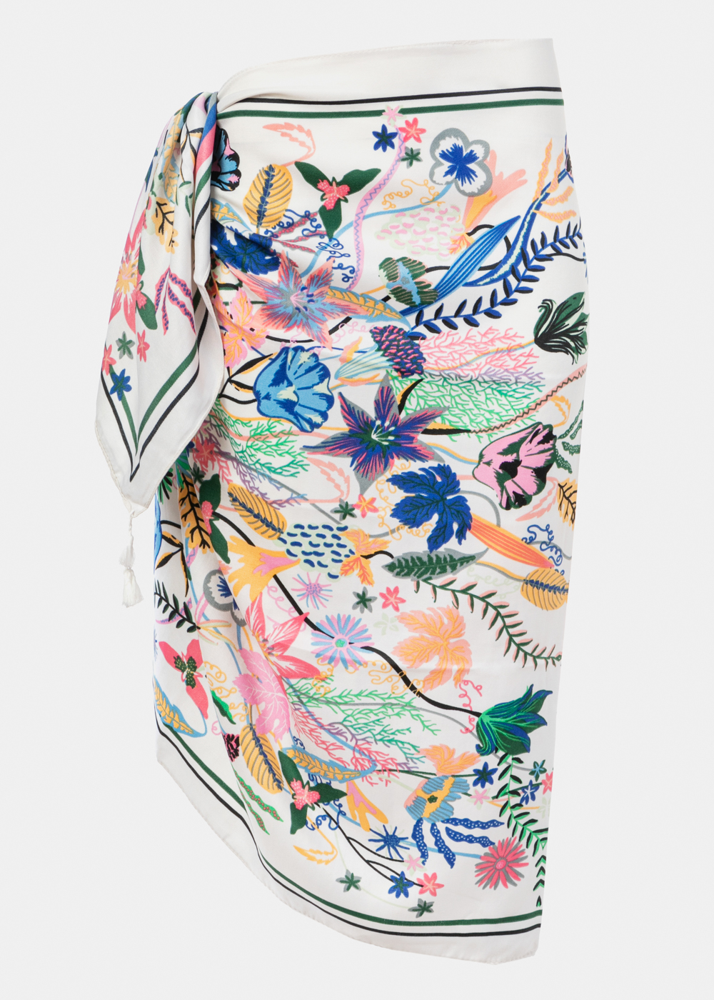 Beige pareo w/ multicolor floral print Beige pareo w/ multicolor floral print - Image 1