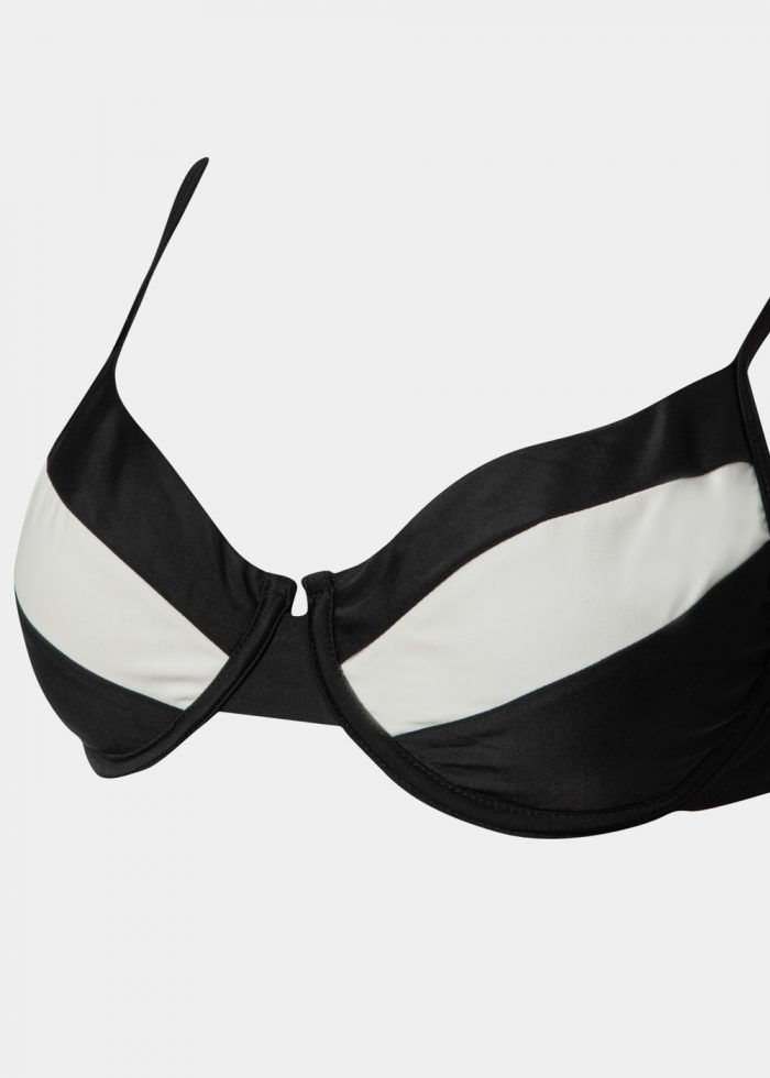 Saint Tropez Bikini Top - Black/Cream Dacron - Image 5