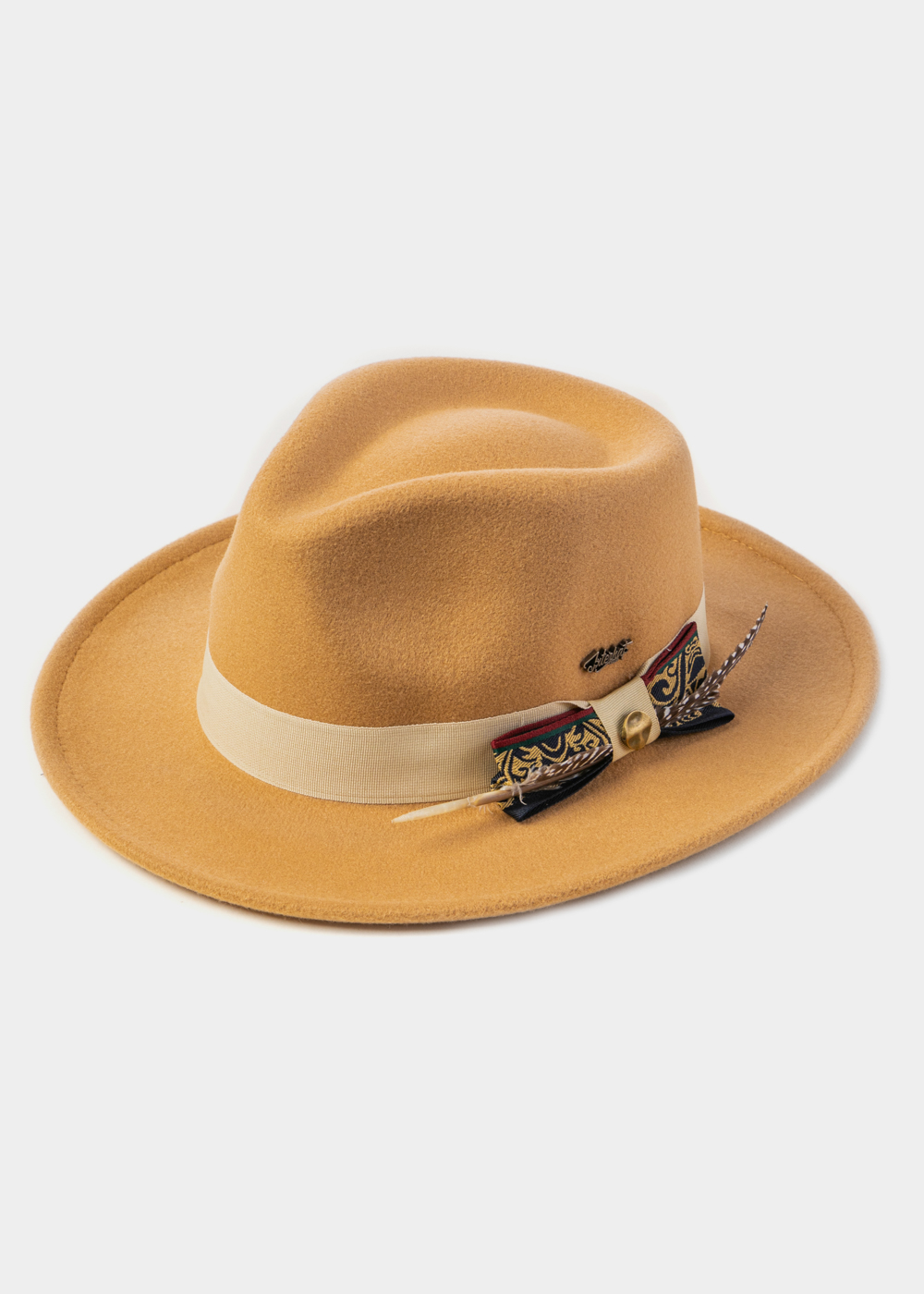 Camel Winter Hat w/ Beige Hatband and Details Camel Winter Hat w/ Beige Hatband and Details - Image 1