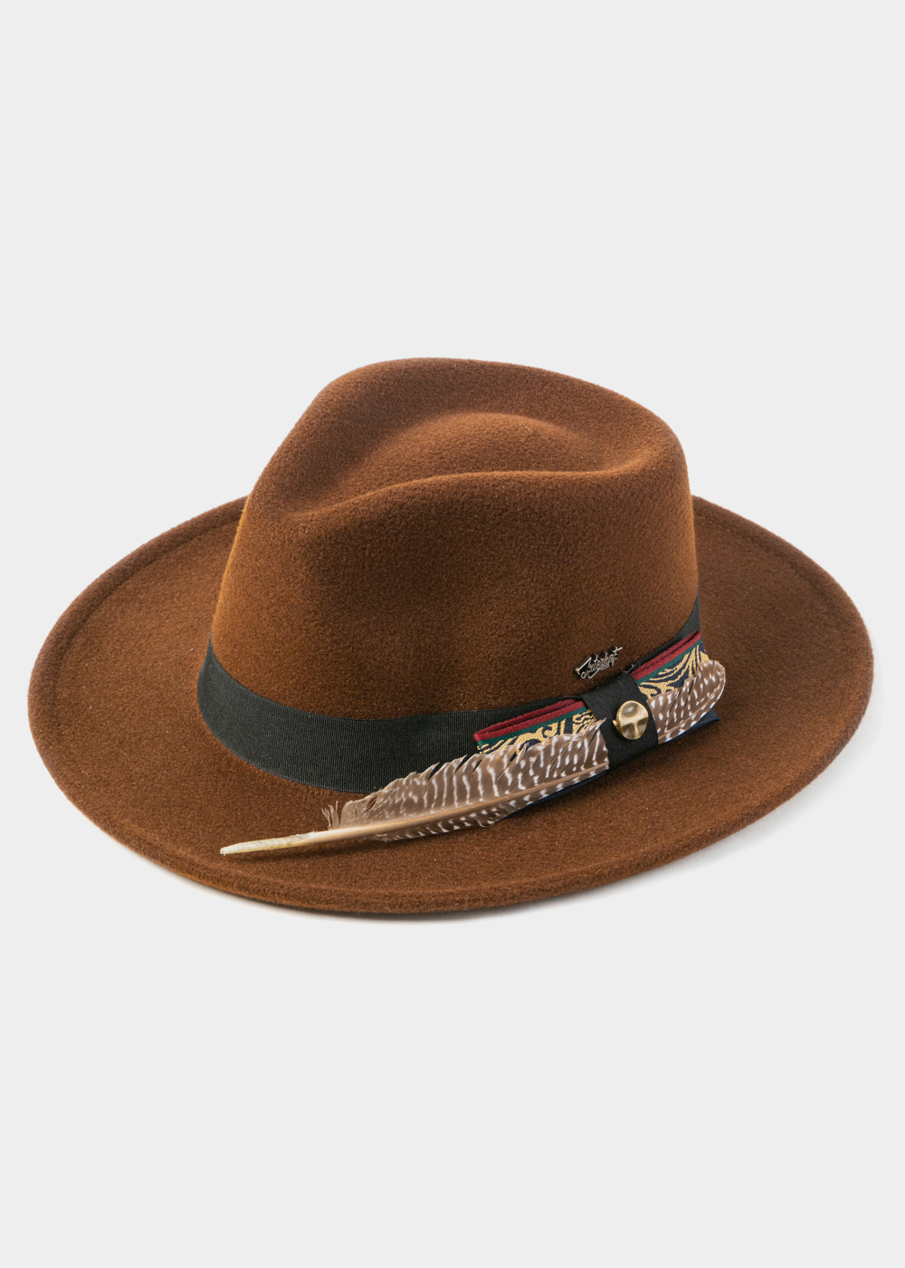 Brown Winter Hat w/ Black Hatband and Details Brown Winter Hat w/ Black Hatband and Details - Image 1