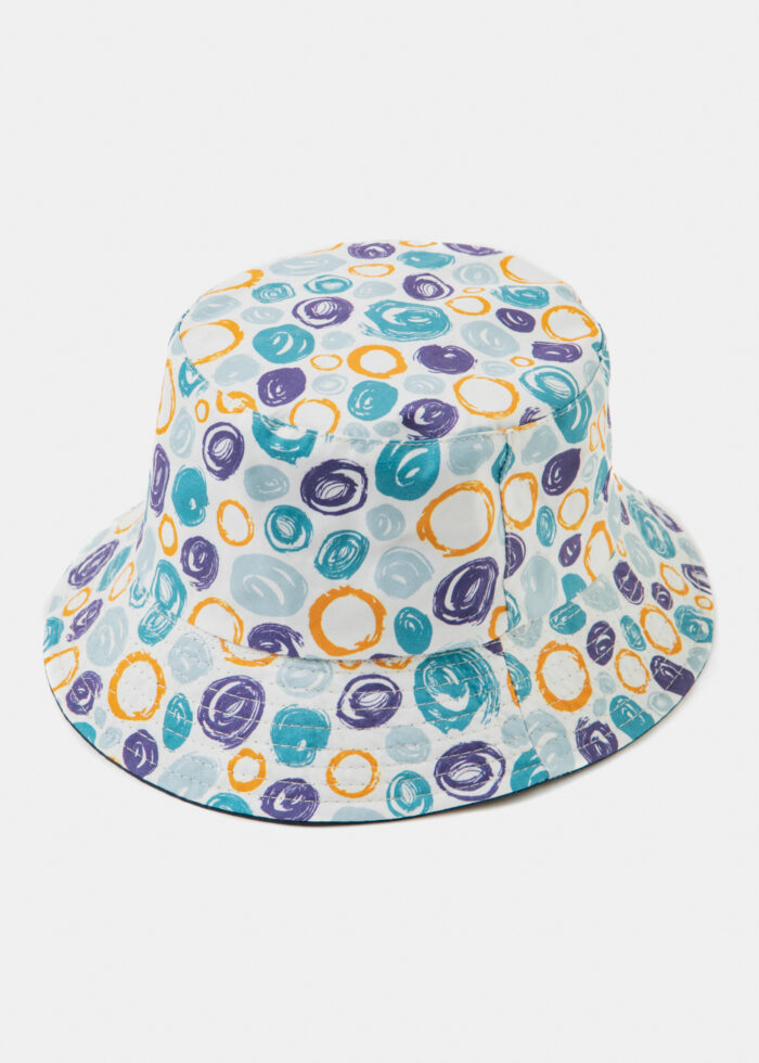 Double-Faced Bucket Hat Circles Pattern & Navy Blue - Image 3