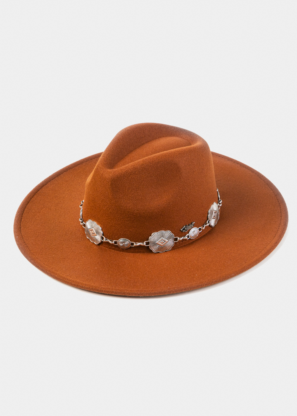 Brown Winter Hat w/ Silver Decorative Chain Brown Winter Hat w/ Silver Decorative Chain - Image 1