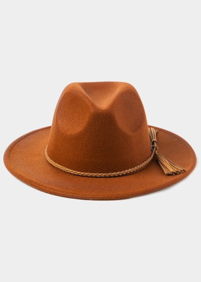Brown Winter Hat w/ Braided Hatband - Image 2