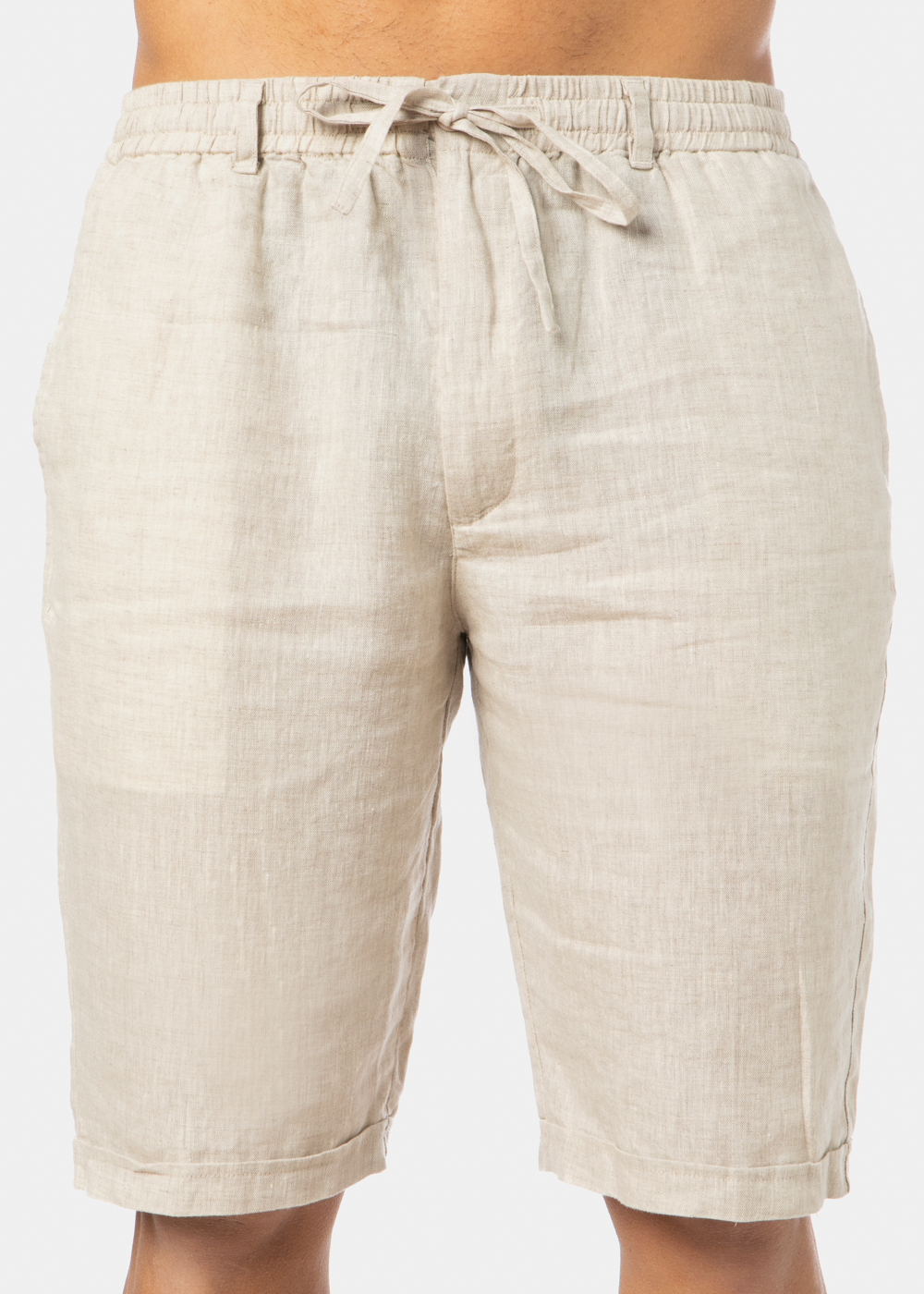 100% Linen Natural Beige Classic Shorts 100% Linen Natural Beige Classic Shorts - Image 1