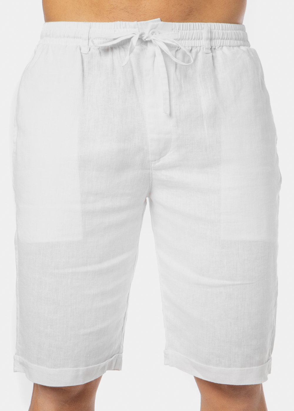 100% Linen White Classic Shorts 100% Linen White Classic Shorts - Image 1