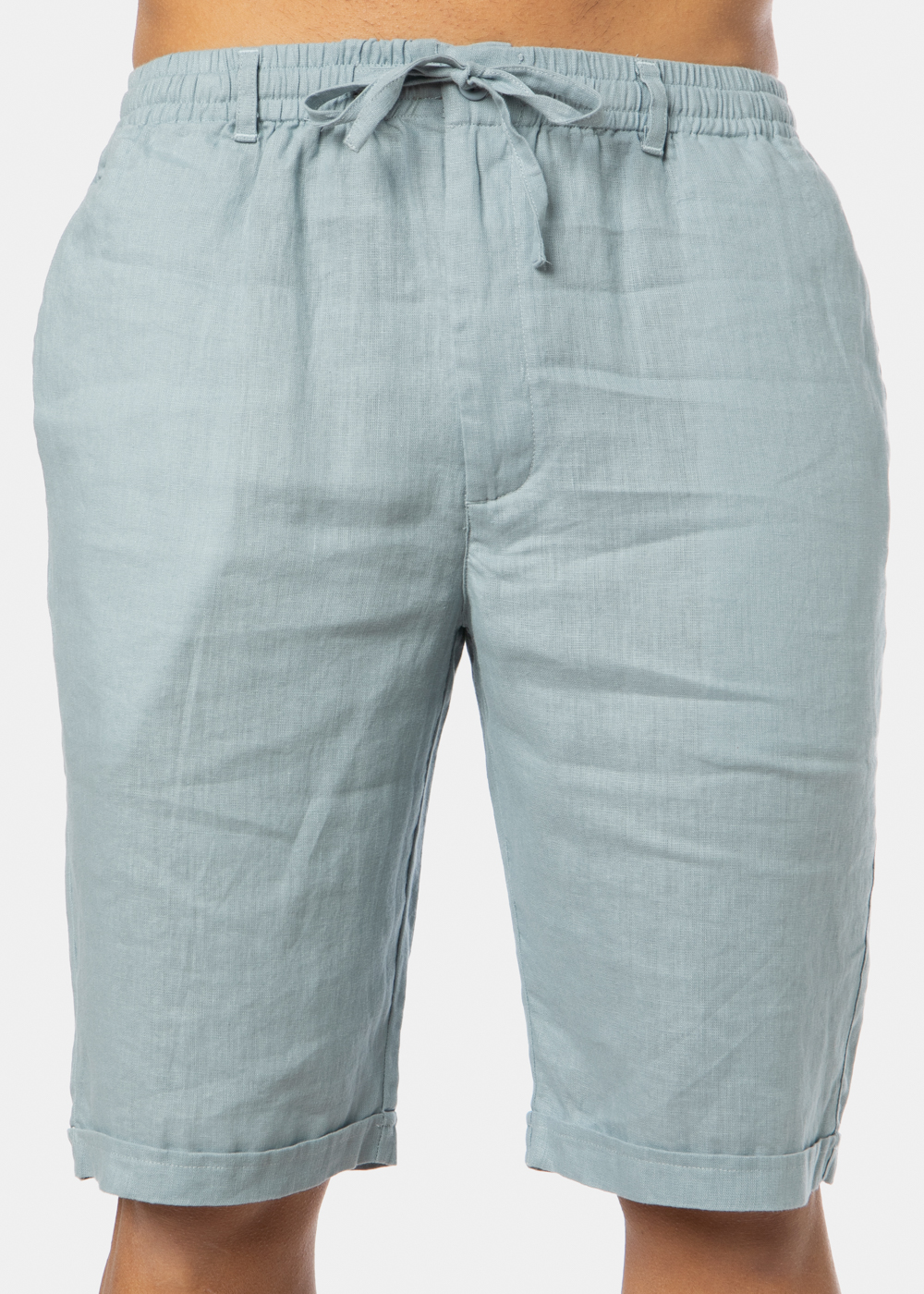 100% Linen Blue-Grey Classic Shorts 100% Linen Blue-Grey Classic Shorts - Image 1