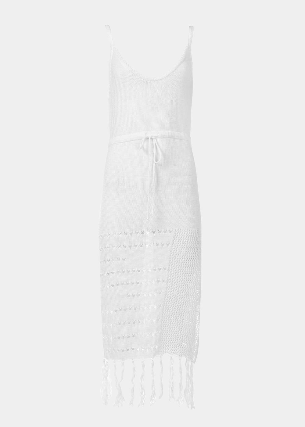 White Knitted Beachwear w/ Fringes White Knitted Beachwear w/ Fringes - Image 1