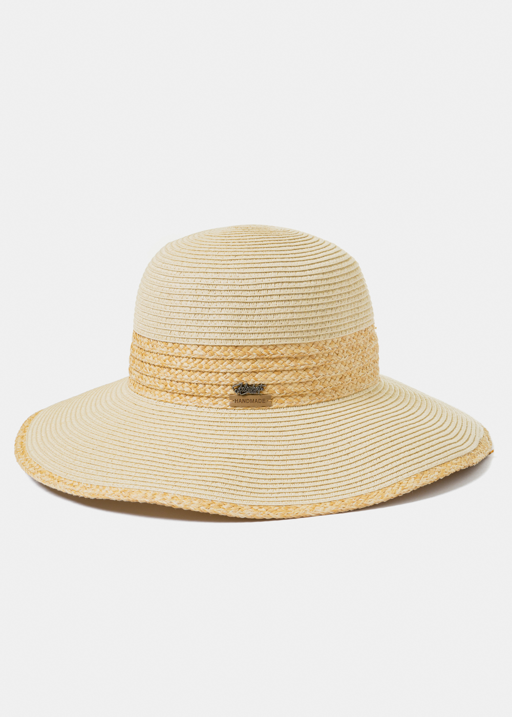 Handmade Beige Hat w/ Raffia Details Handmade Beige Hat w/ Raffia Details - Image 1