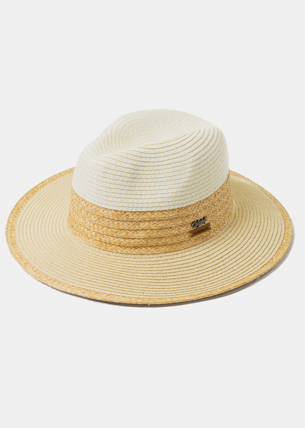 Beige Handmade Panama Style Hat w/ Raffia Details Beige Handmade Panama Style Hat w/ Raffia Details - Image 1