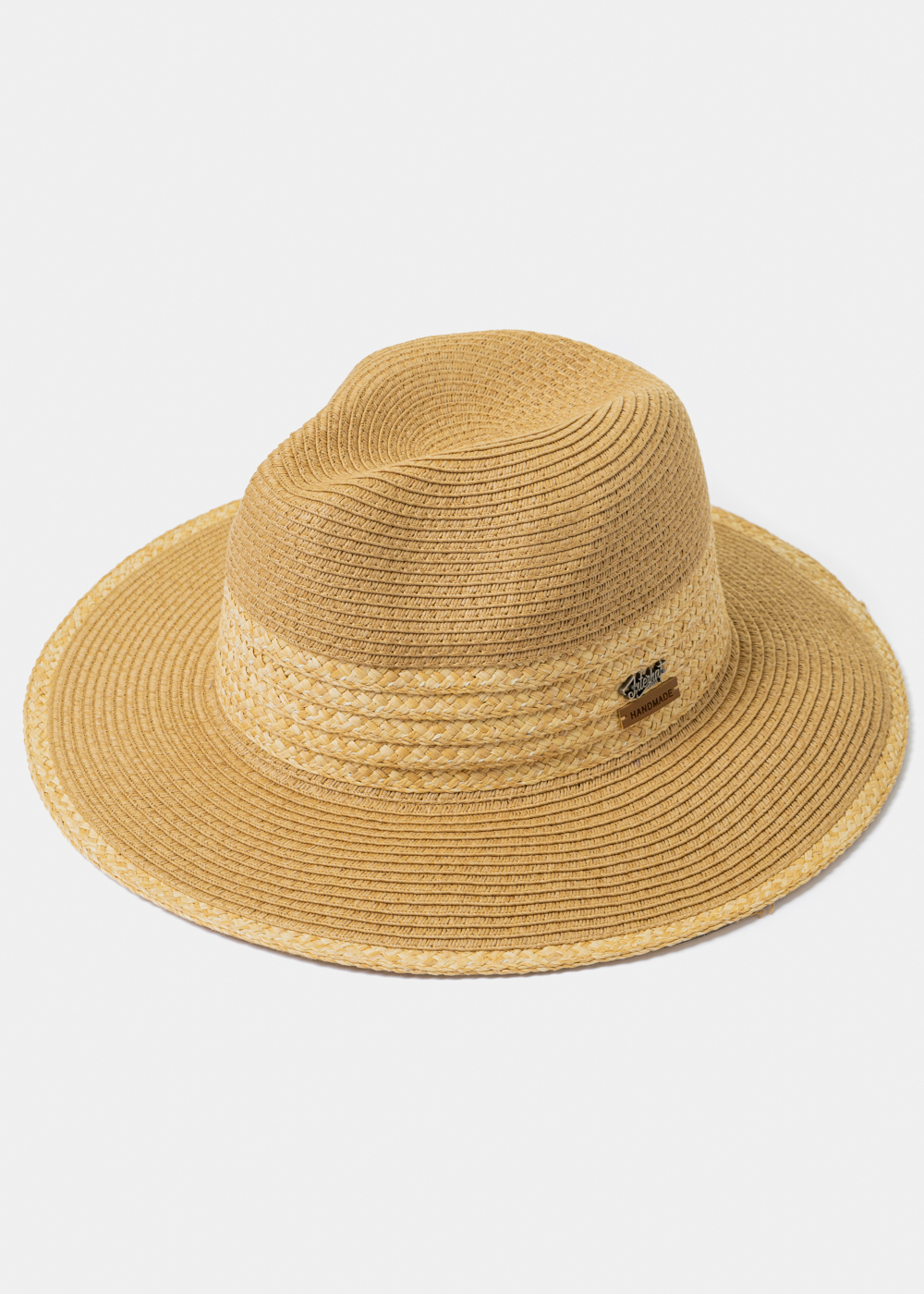 Brown Handmade Panama Style Hat w/ Raffia Details Brown Handmade Panama Style Hat w/ Raffia Details - Image 1