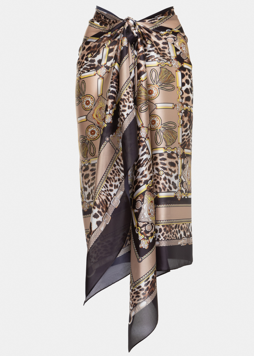 Beige Pareo w/ Leopard Design Beige Pareo w/ Leopard Design - Image 1