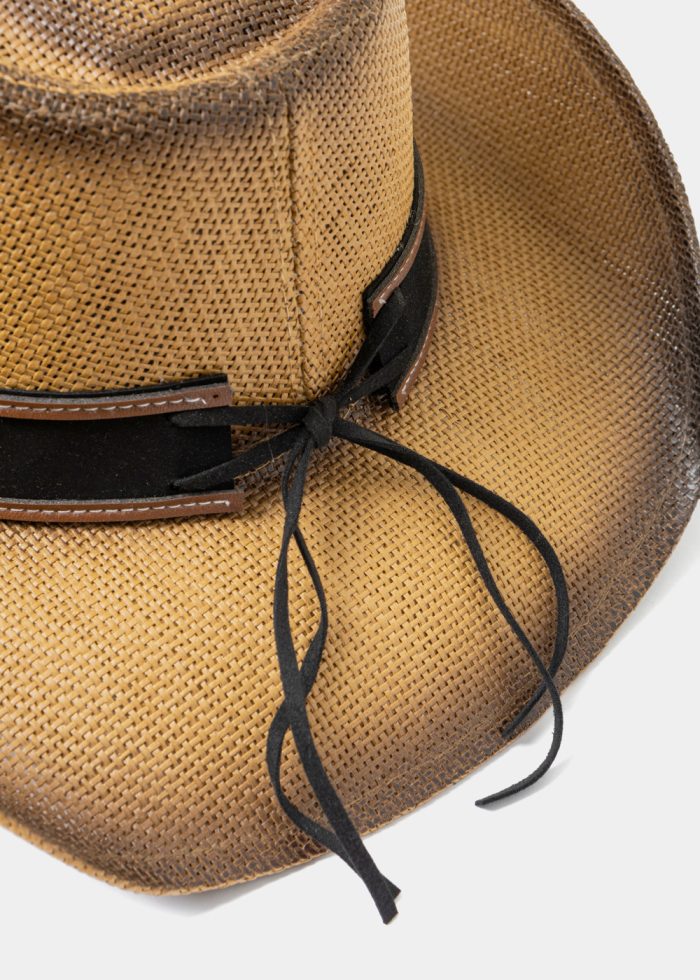 Brown Cowboy Style Hat w/ Brown Details - Image 4
