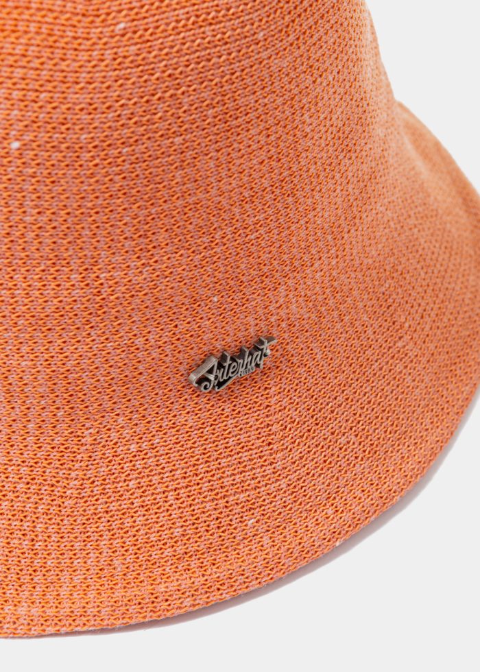 Orange Knitted Bucket Style Hat 2 - Image 3