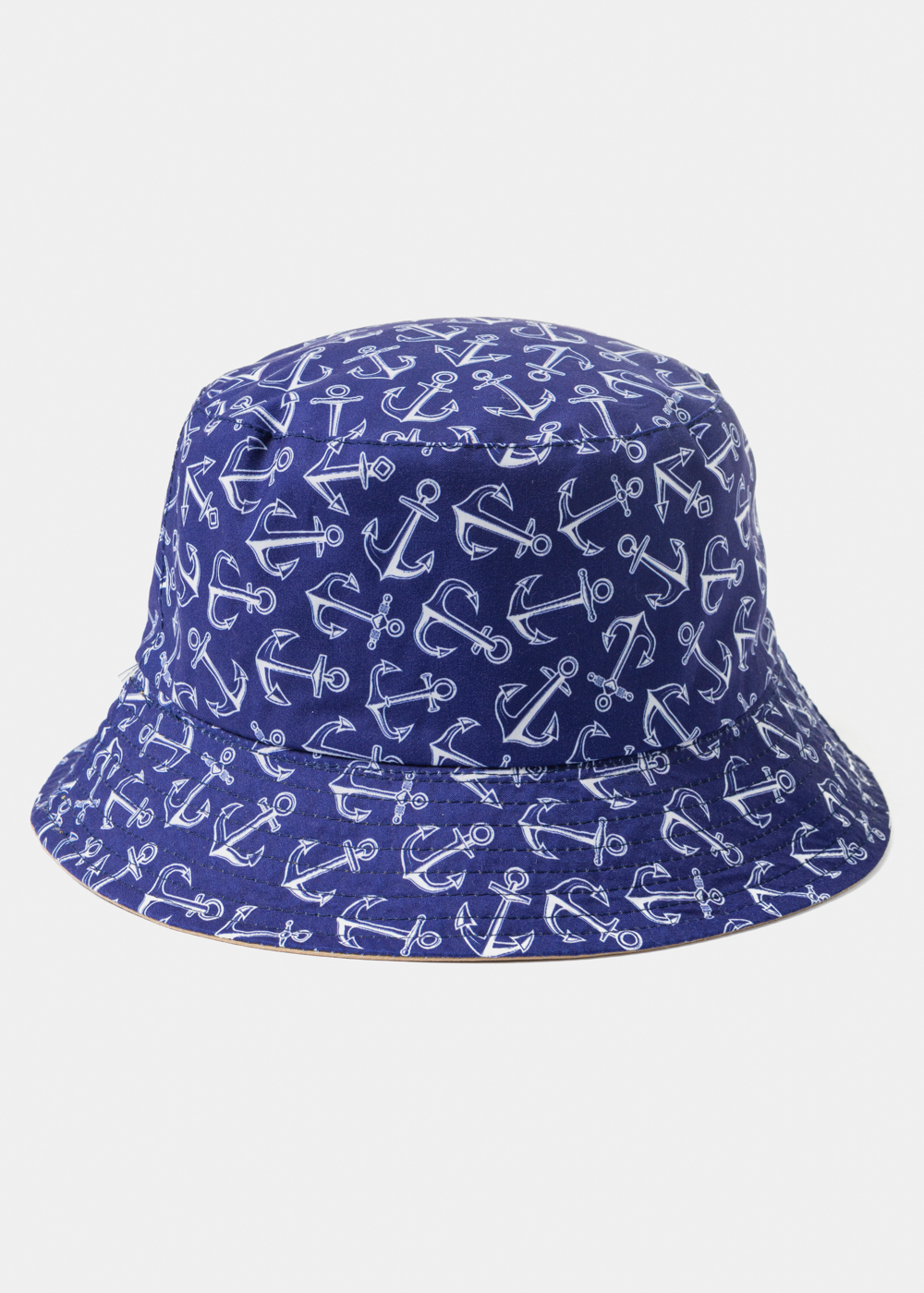 Double-Faced Bucket Hat Anchors Pattern & Beige Double-Faced Bucket Hat Anchors Pattern & Beige - Image 1