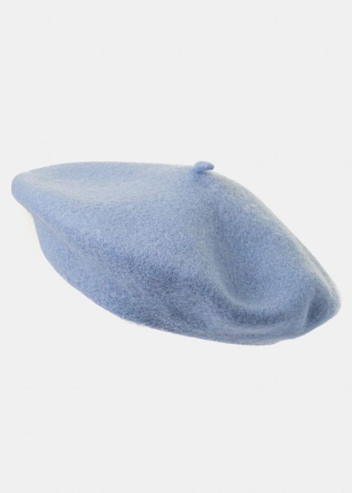 Light Blue Wool Beret Hat - Image 2