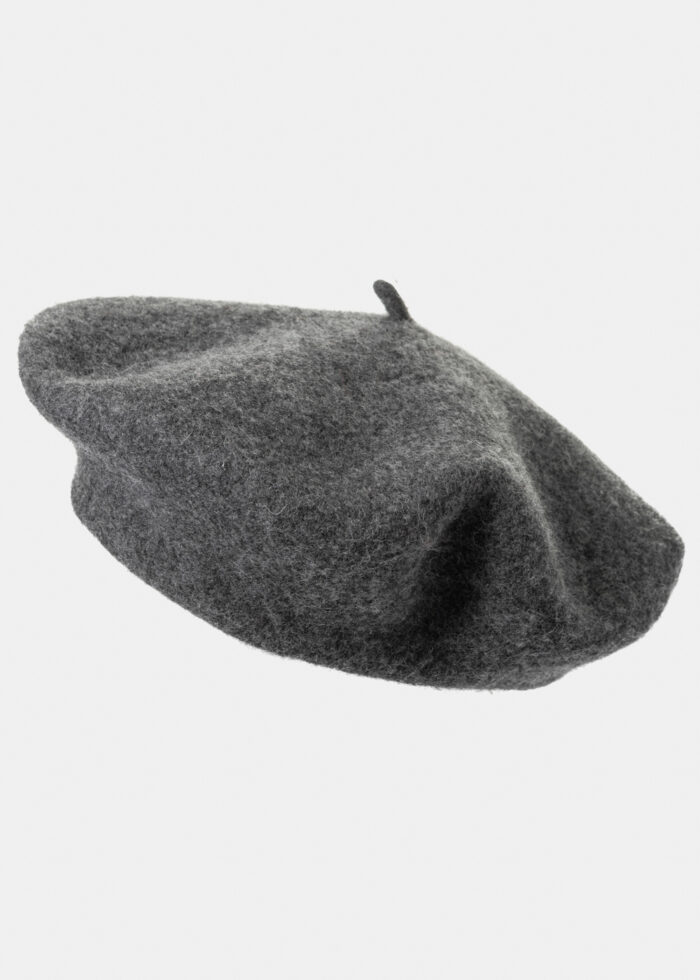 Charcoal Wool Beret Hat - Image 2