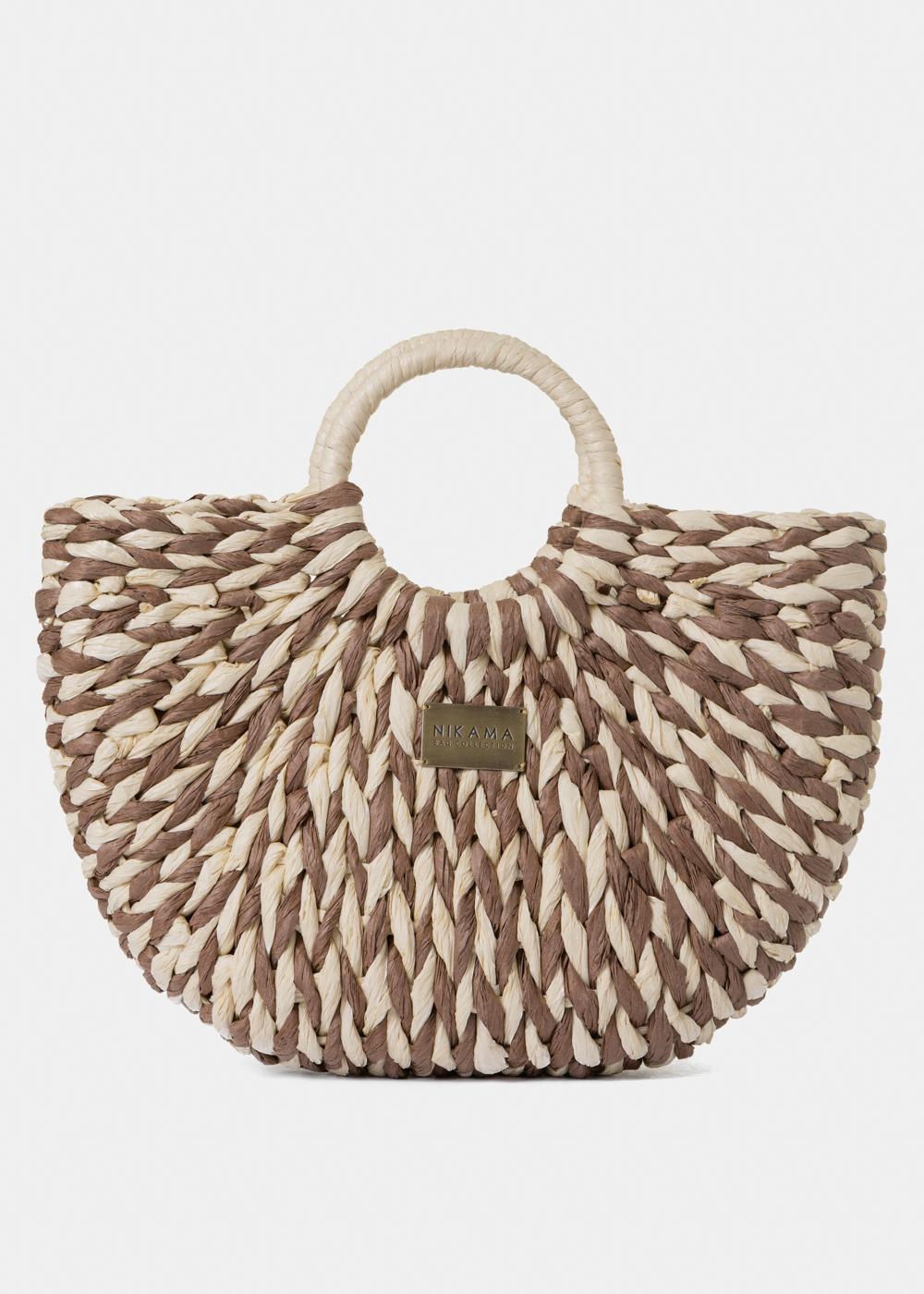 Brown & Ecru Midi Knitted Bag Brown & Ecru Midi Knitted Bag - Image 1