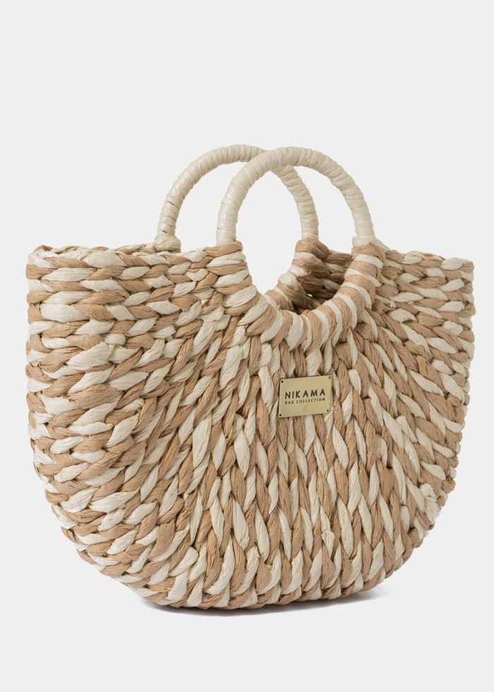 Beige & Ecru Midi Knitted Bag - Image 2