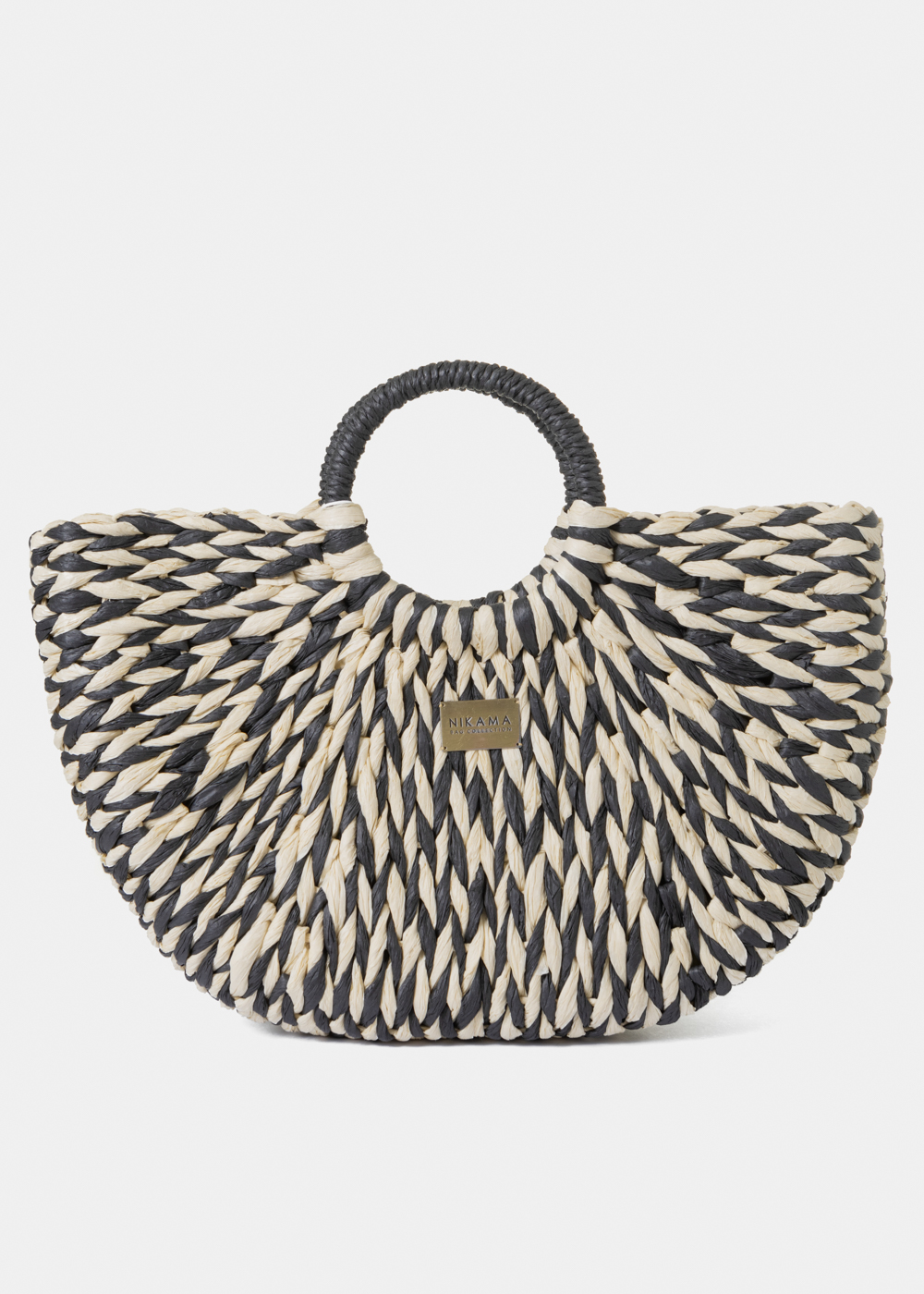 Black & Ecru Knitted Bag Black & Ecru Knitted Bag - Image 1