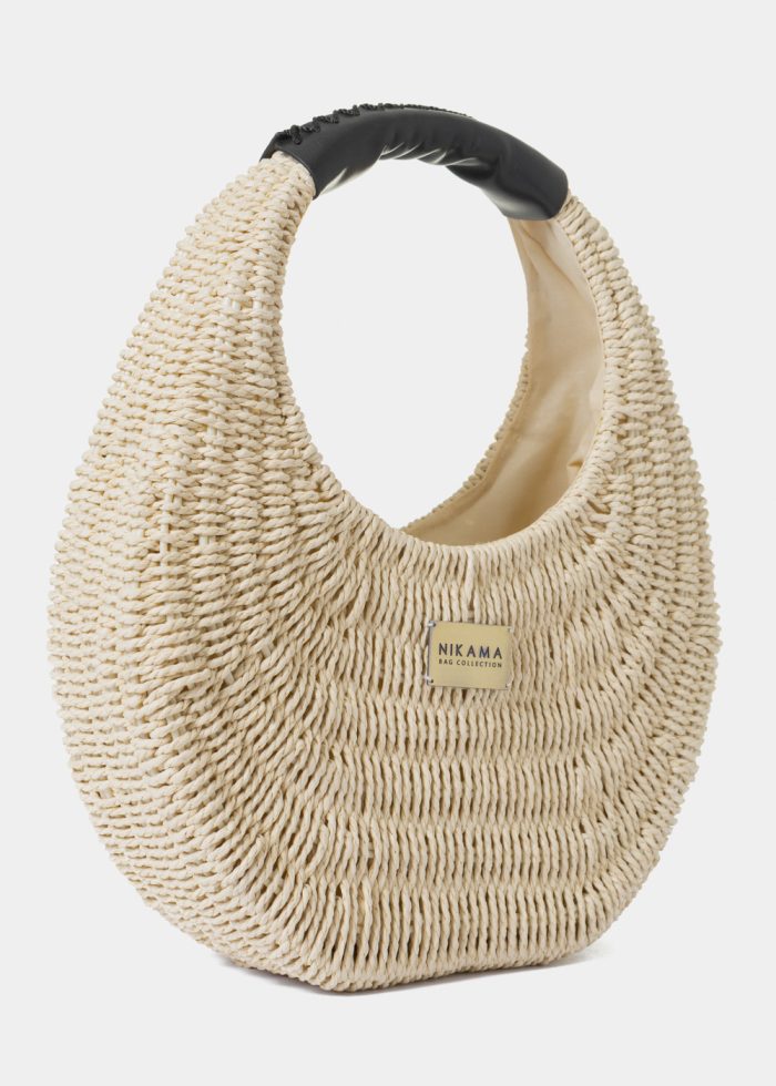Oval Knitted Bag w/ Black Leatherette Handle - Image 4