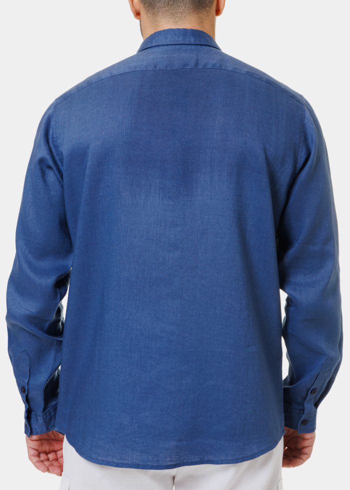 100% Linen Blue Shirt - Image 3