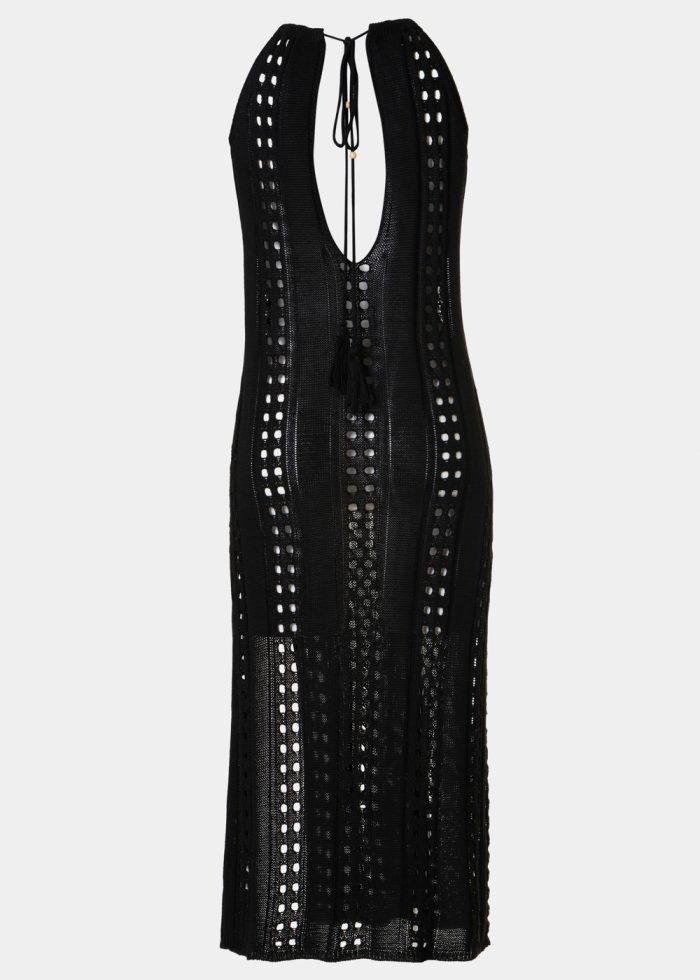 Black Knitted Beachwear w/ Halter Neck - Image 2