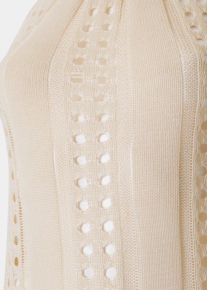 Beige Knitted Beachwear w/ Halter Neck - Image 3