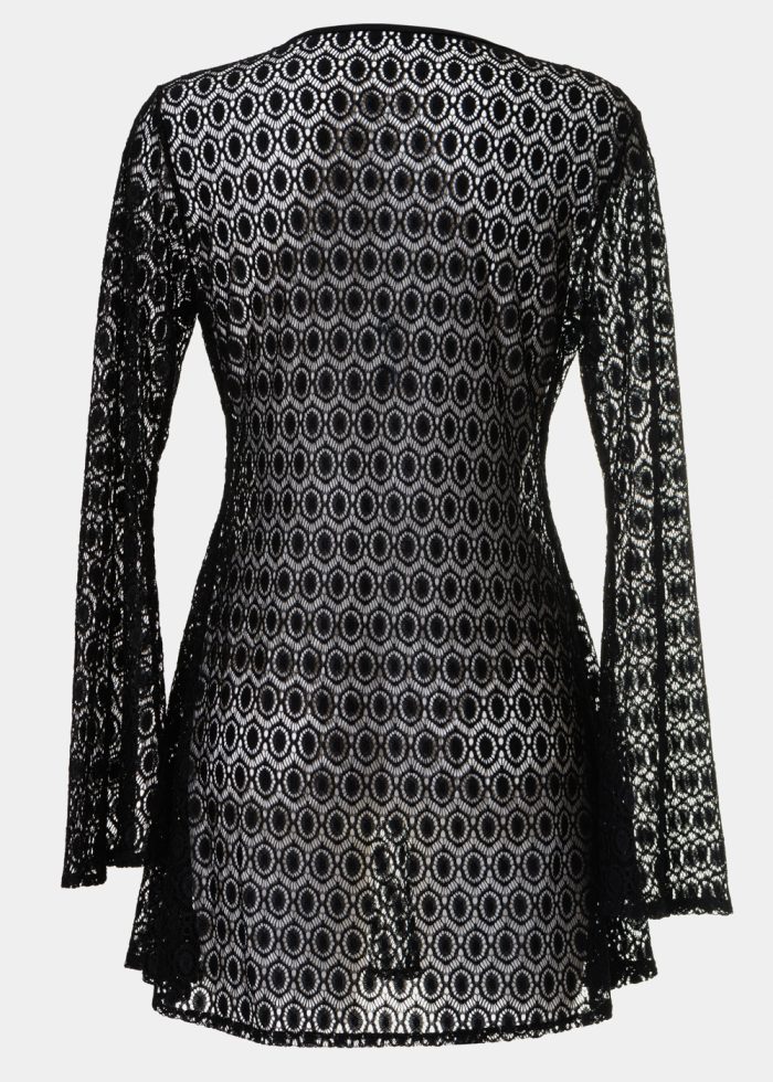 Mini Black Knitted Beachwear w/ Ring Detail - Image 2