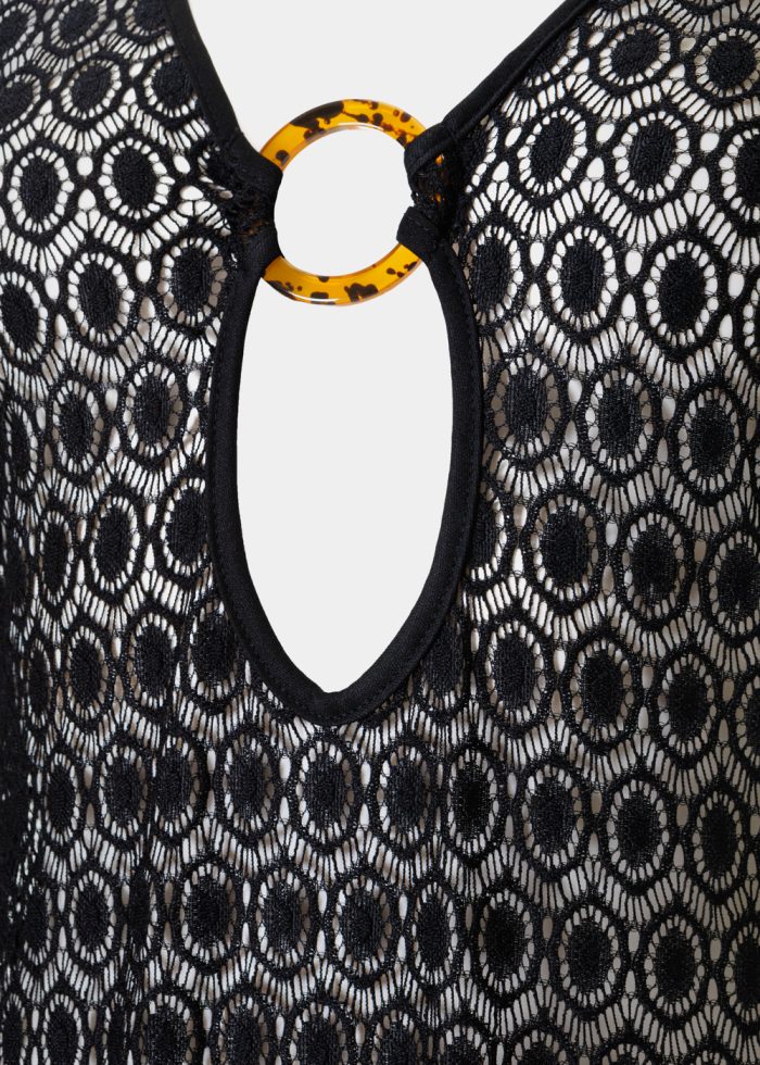 Long Sleeved Knitted Beachwear w/ Ring Detail - Image 3