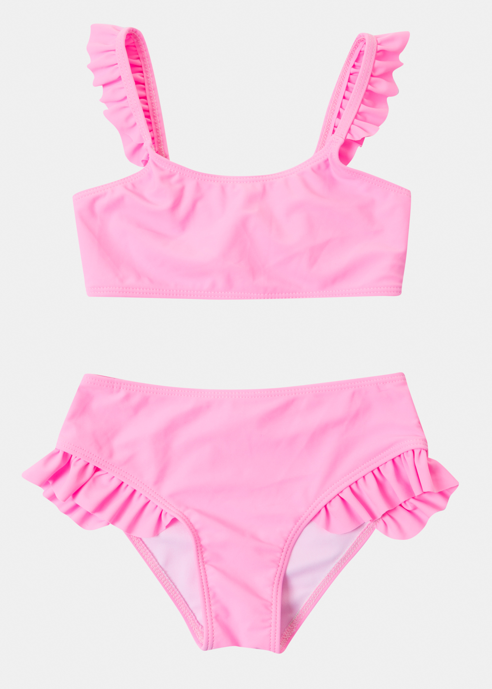 Girls Bikini Swimwear w/ Ruffles - Pink Girls Bikini Swimwear w/ Ruffles - Pink - Image 1
